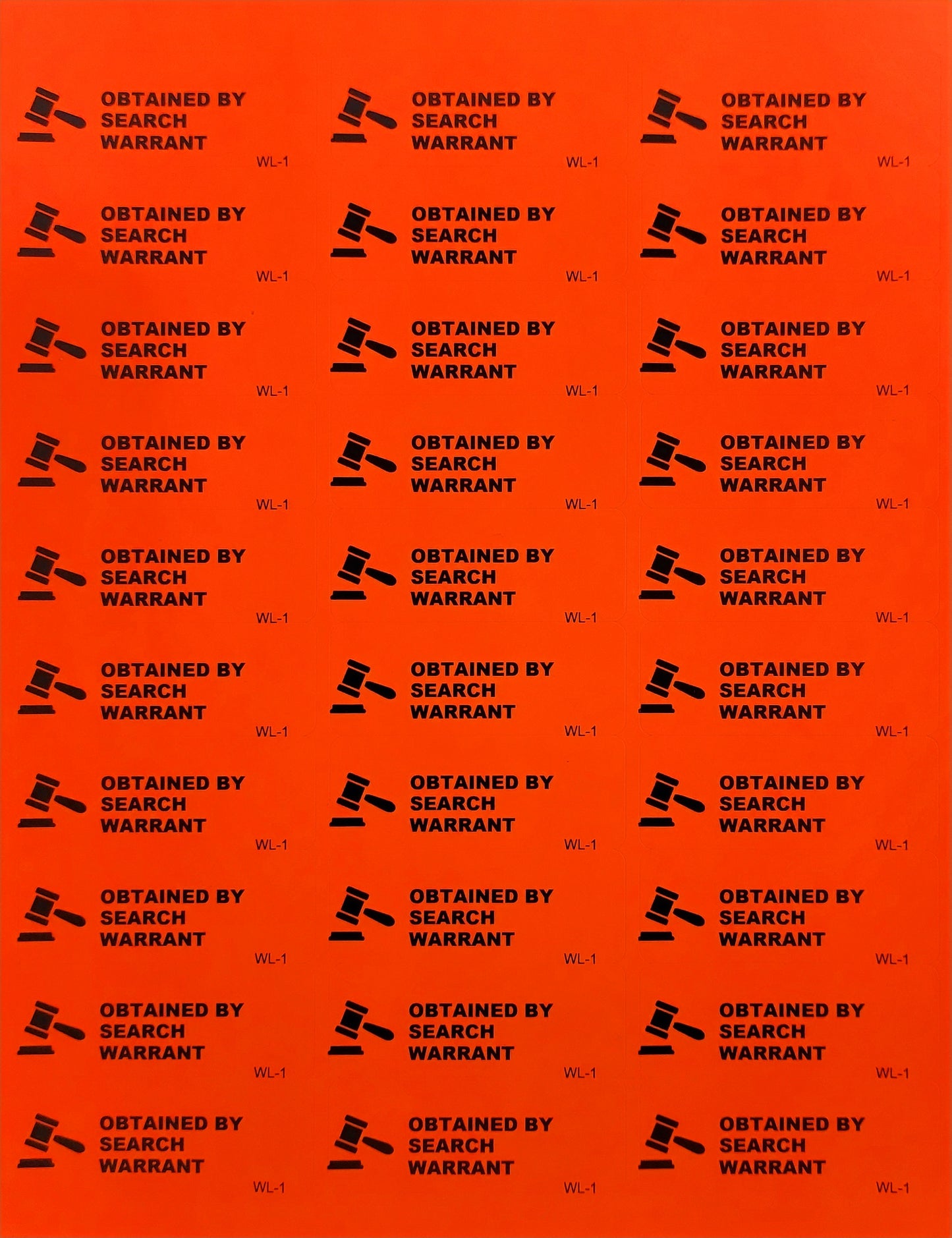 Search Warrant Label Sheets (20 pack)