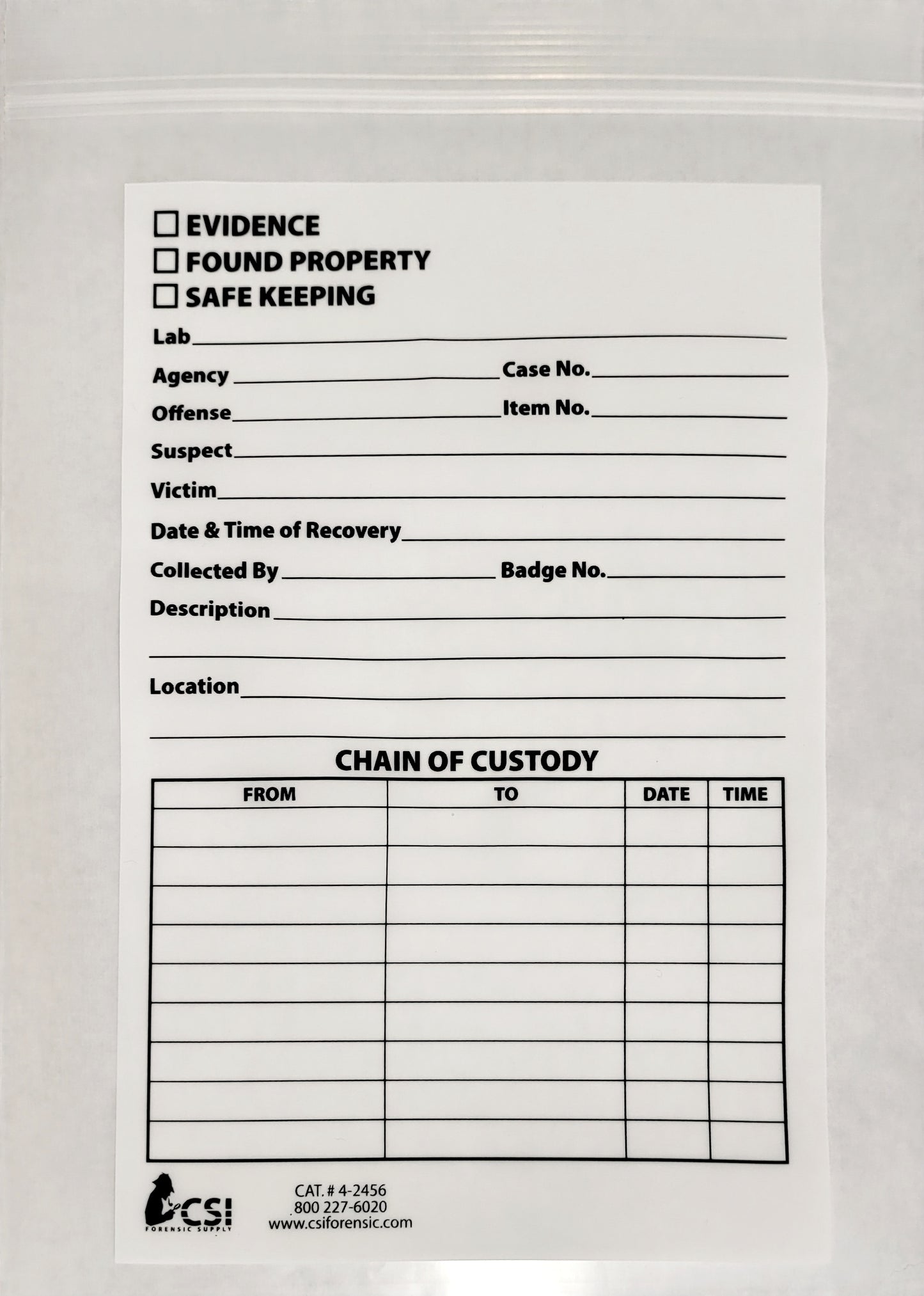 Plastic Evidence Bags 11" x 8" (100 pack)
