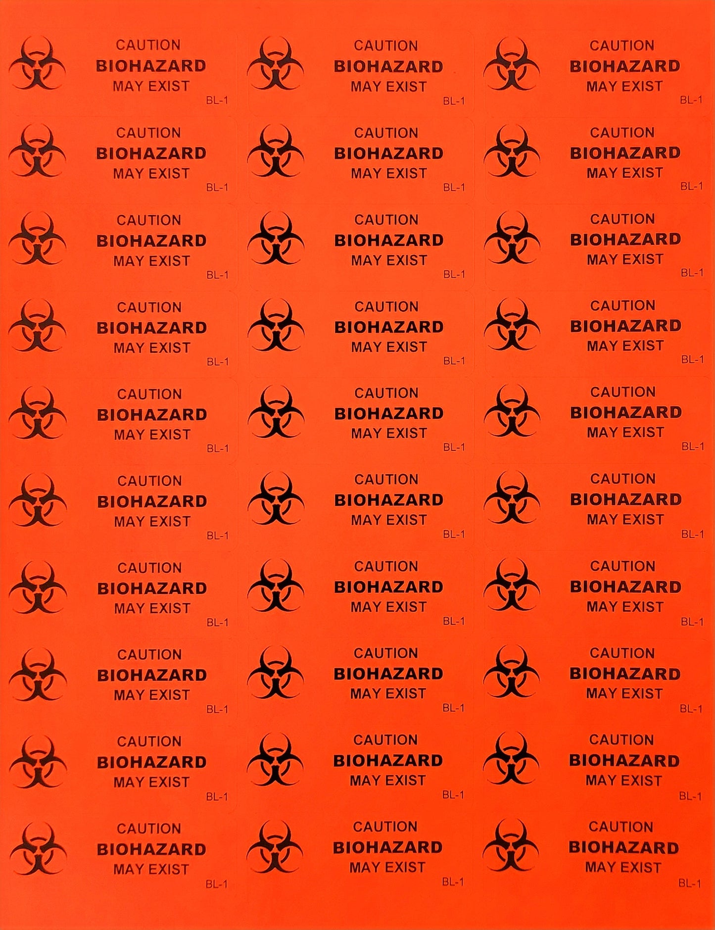 Caution Biohazard May Exist Labels- Sheets (20 pack)